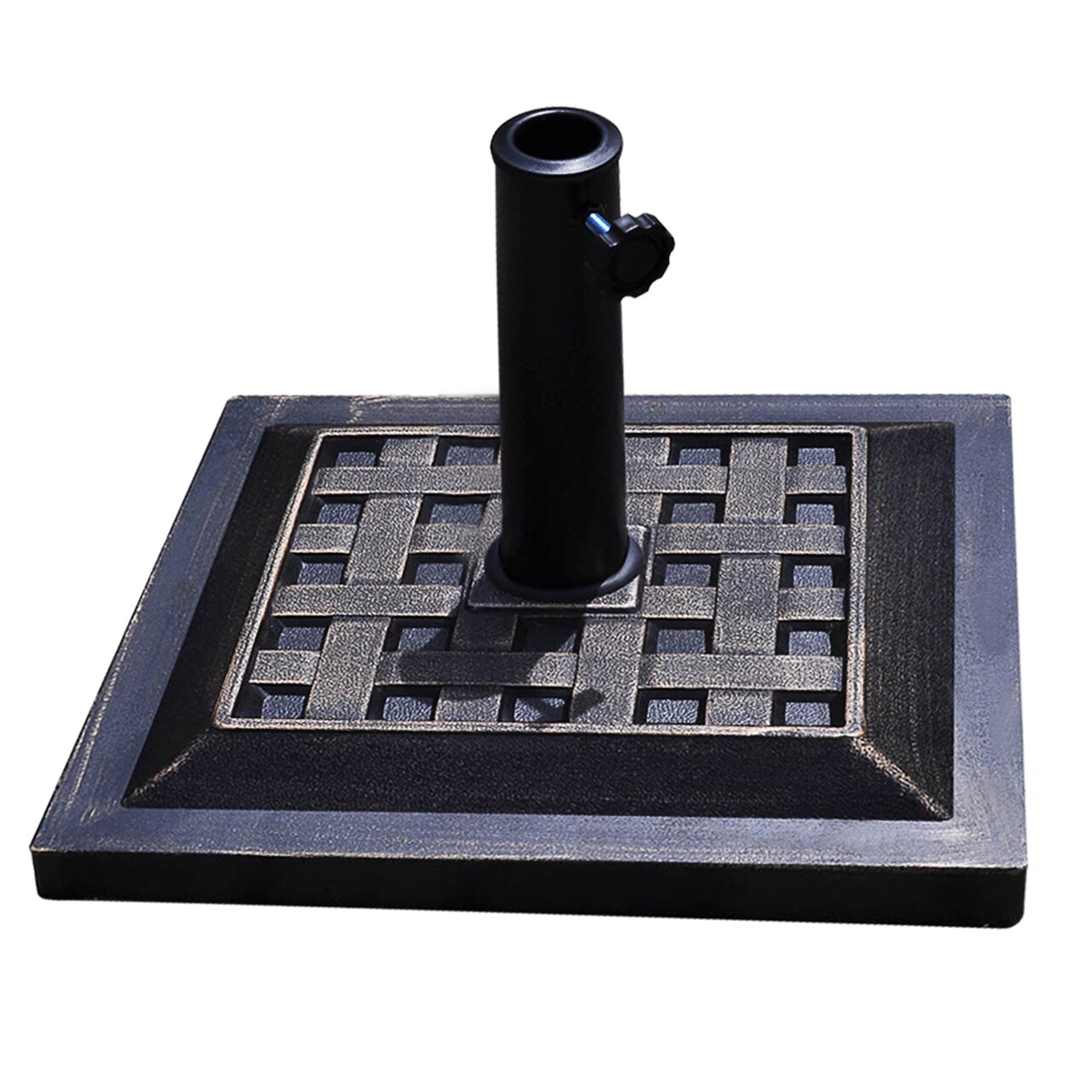 17.5" Bronze Patio Umbrella Base with Steel Upright and Resin Square Stand for Outdoor Use
